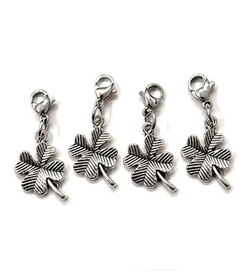 Ciondolo pezzi 4 quadrifoglio rigato portafortuna