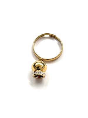 Anello dorato acciaio campanella liscia con zirconi misura regolabile