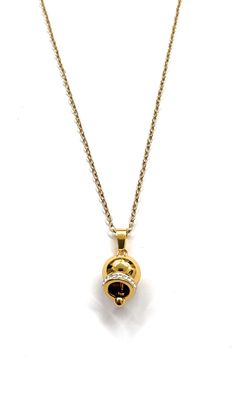 Collana dorata campanella liscia e zirconi acciaio regolabile