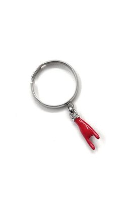 Anello regolabile acciaio mano corna pendente