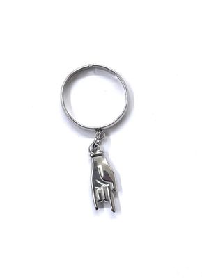 Anello regolabile acciaio mano corna argento pendente