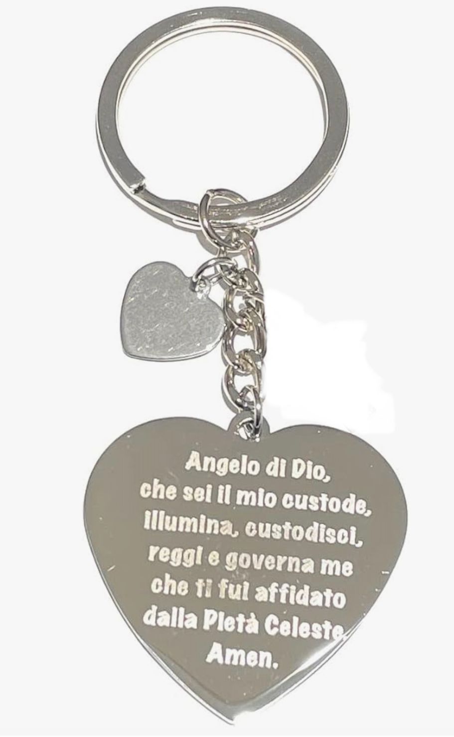 Portachiavi angelo di Dio Incisione Acciaio