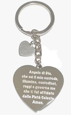 Portachiavi angelo di Dio Incisione Acciaio