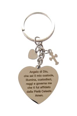 Portachiavi angelo di Dio Incisione Acciaio