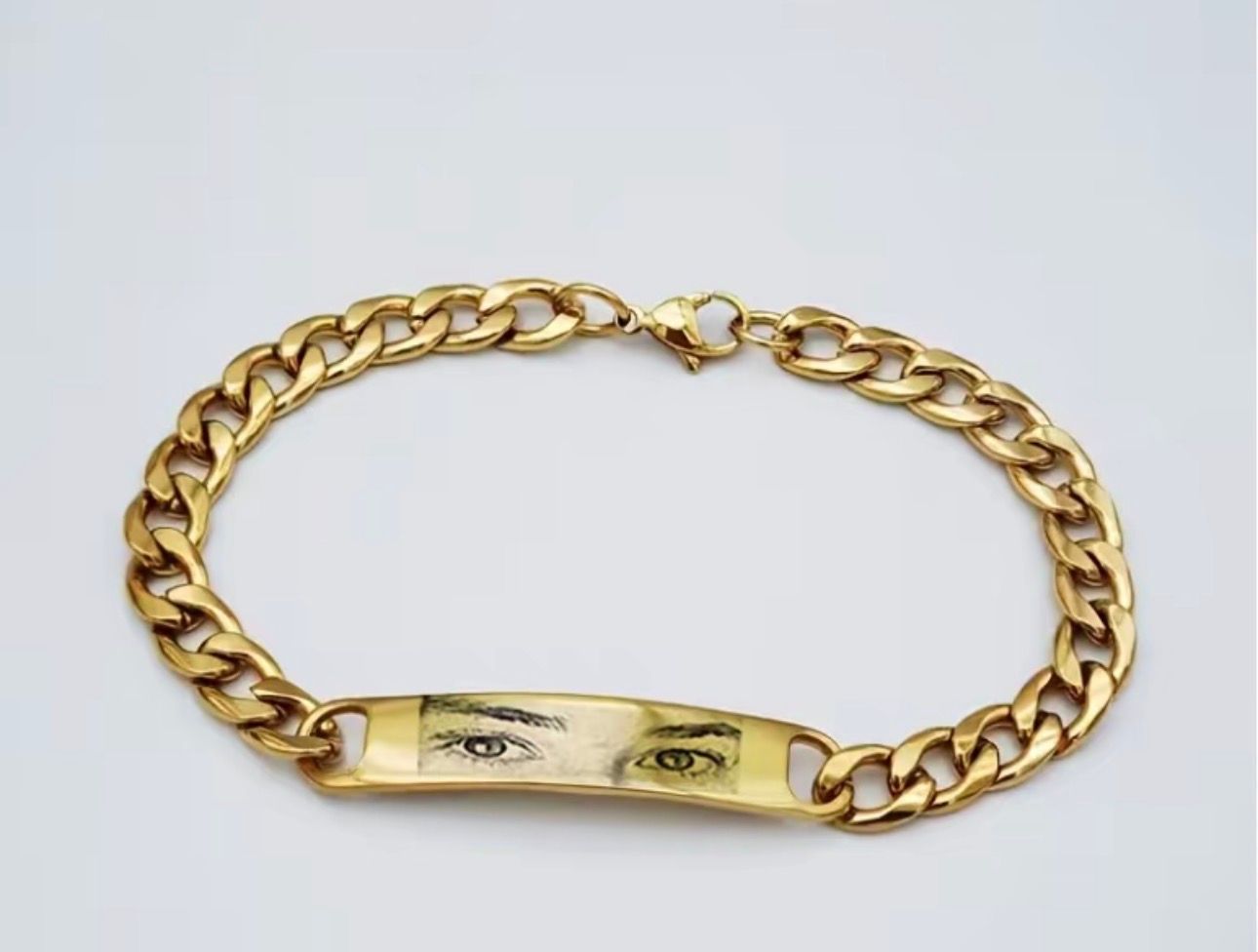 Bracciale dorato sguardo inciso Personalizzato a catena Acciaio