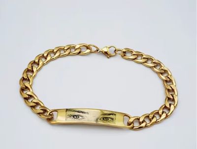Bracciale dorato sguardo inciso Personalizzato a catena Acciaio