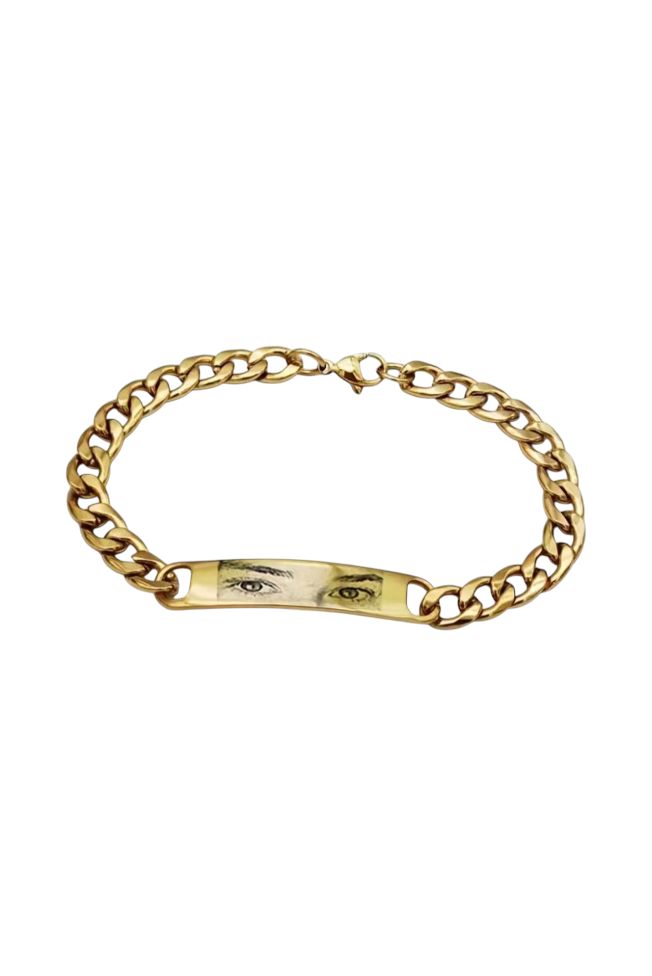 Bracciale dorato sguardo inciso Personalizzato a catena Acciaio