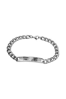 Bracciale con sguardo inciso Personalizzato a catena Acciaio