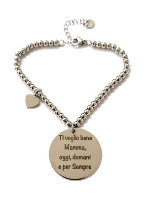 Bracciale acciaio ti voglio bene mamma regolabile