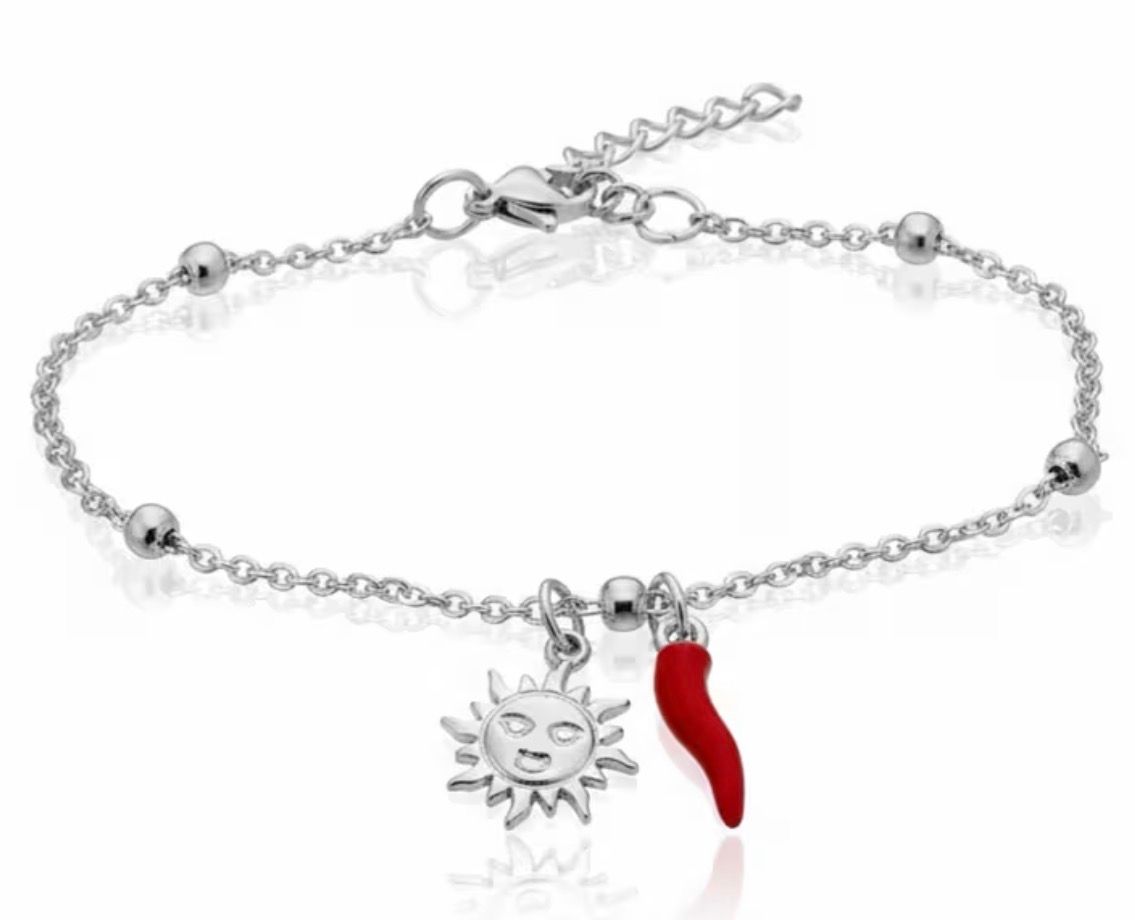 Bracciale regolabile acciaio Sole e corno