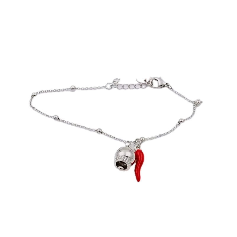 Bracciale regolabile acciaio campanella e corno