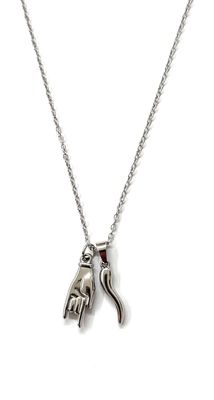 Collana acciaio corno portafortuna corna acciaio
