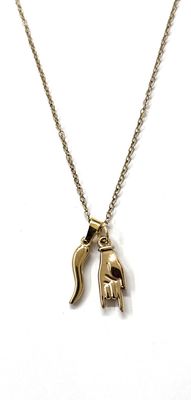 Collana dorata corno portafortuna corna dorata