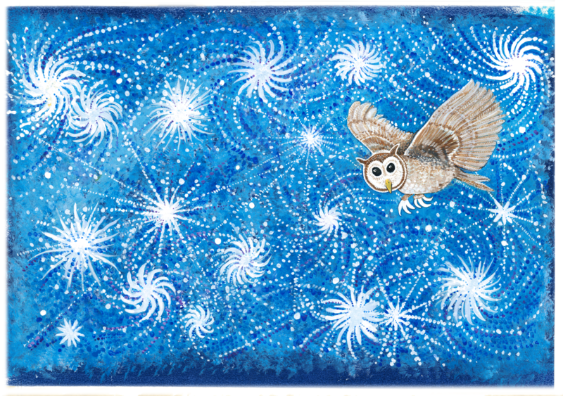 Owl Bright Night (A3)
