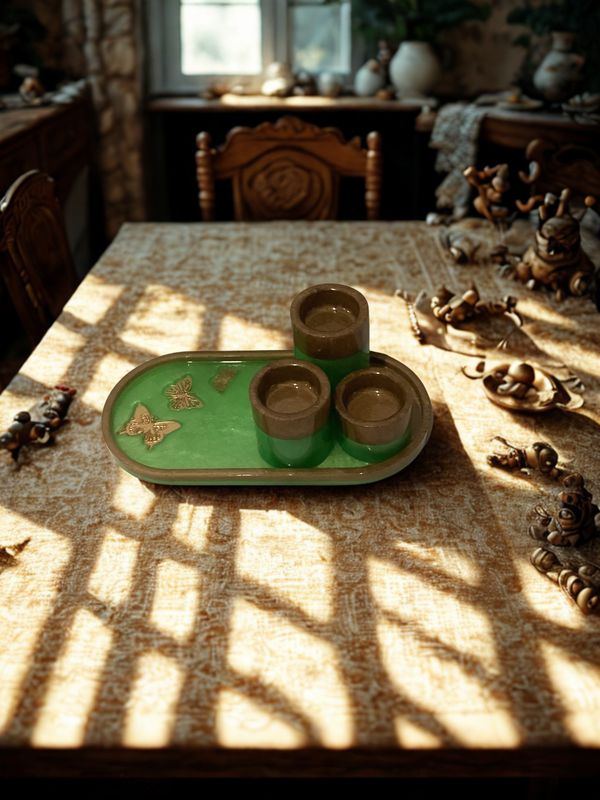 Butterfly Tray & Tea Candle Set