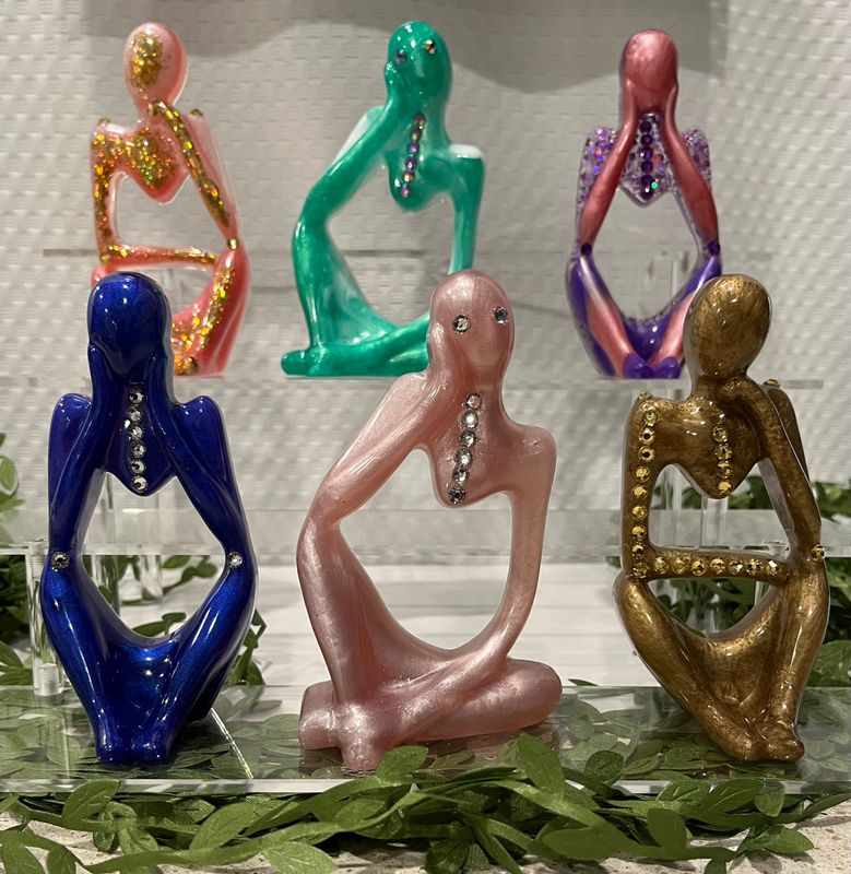 ✨ Resin People Figurines – Unique Collectible Art Statues with Rhinestones | 4.9" Decorative Vibe Volt Treasures
