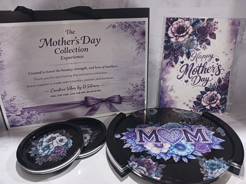 Black & Purple "MOM" Tray Set