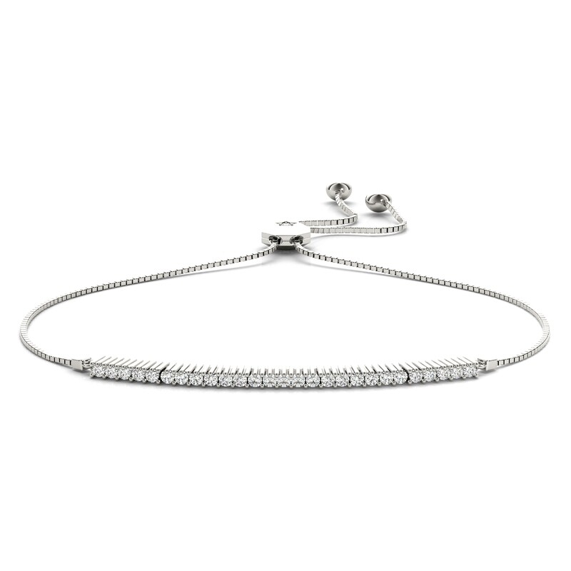 14K Diamond Adjustable Bracelet,Diamond Bolo Bracelet