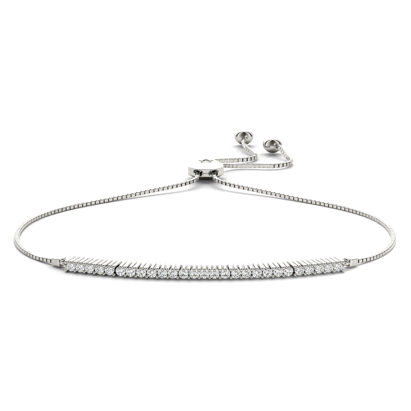 14K Diamond Adjustable Bracelet,Diamond Bolo Bracelet, Gold color: Белое золото