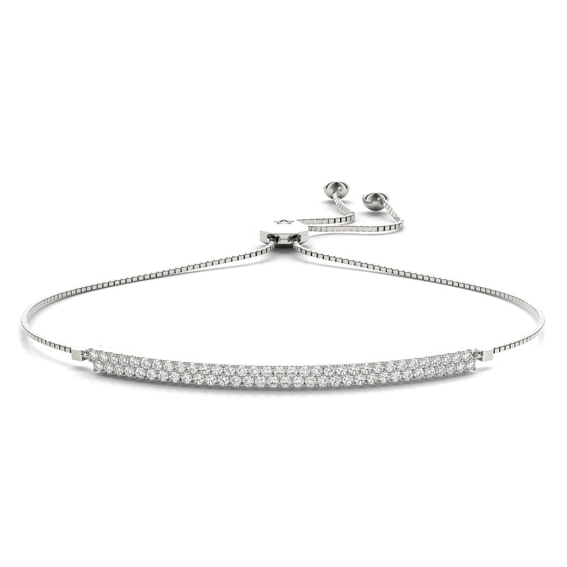 14K  Two Row Diamond Adjustable Bracelet,Diamond Bolo Bracelet