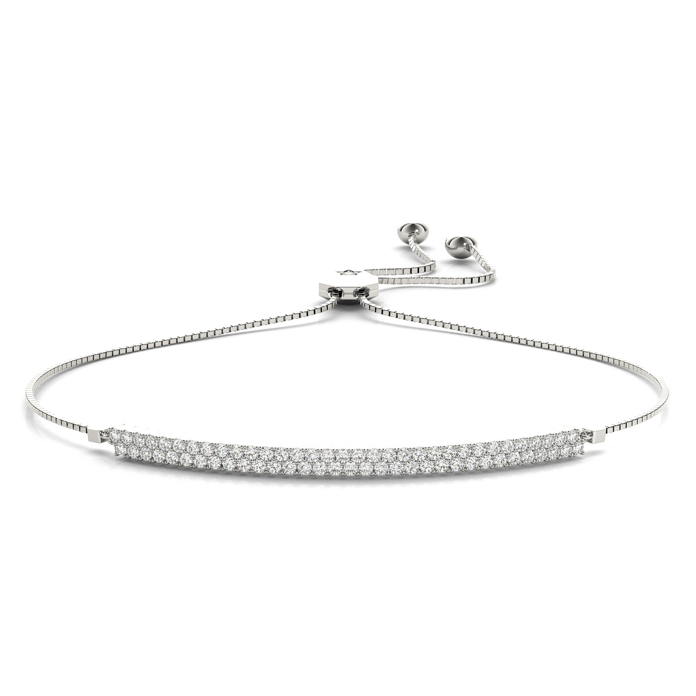18K Diamond Adjustable Bracelet,Diamond Bolo Bracelet