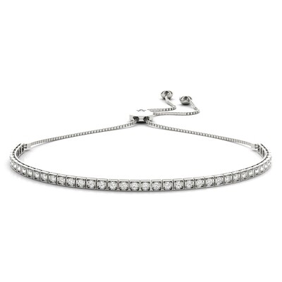 14K Diamond Tennis Adjustable Bracelet,Diamond Bolo Bracelet