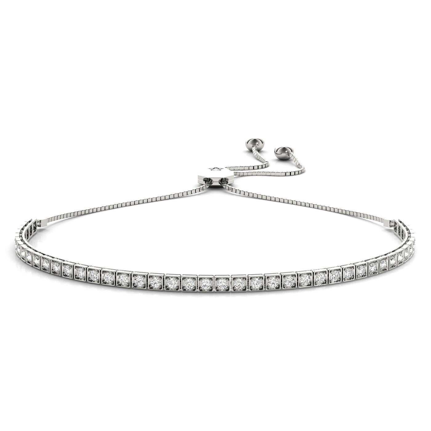 18K Diamond Tennis Adjustable Bracelet,Diamond Bolo Bracelet