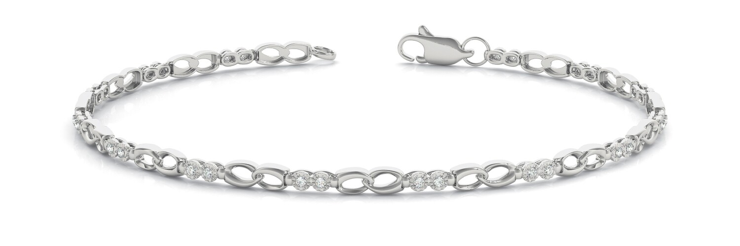 14K Diamond  Bracelet, Gold color: White gold