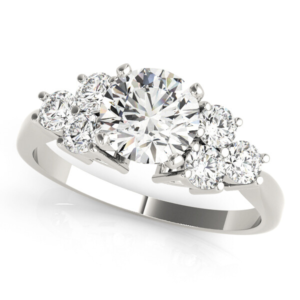 14K Diamond engagement ring cluster sides