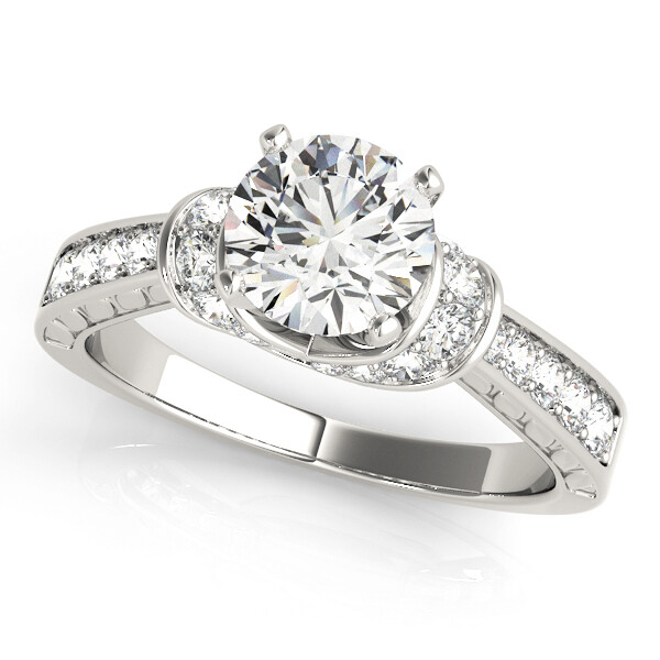 14K Diamond engagement ring cluster sides