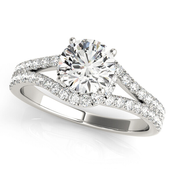 14K Diamond engagement ring cluster sides