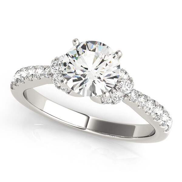 14K Diamond engagement ring single row prong set