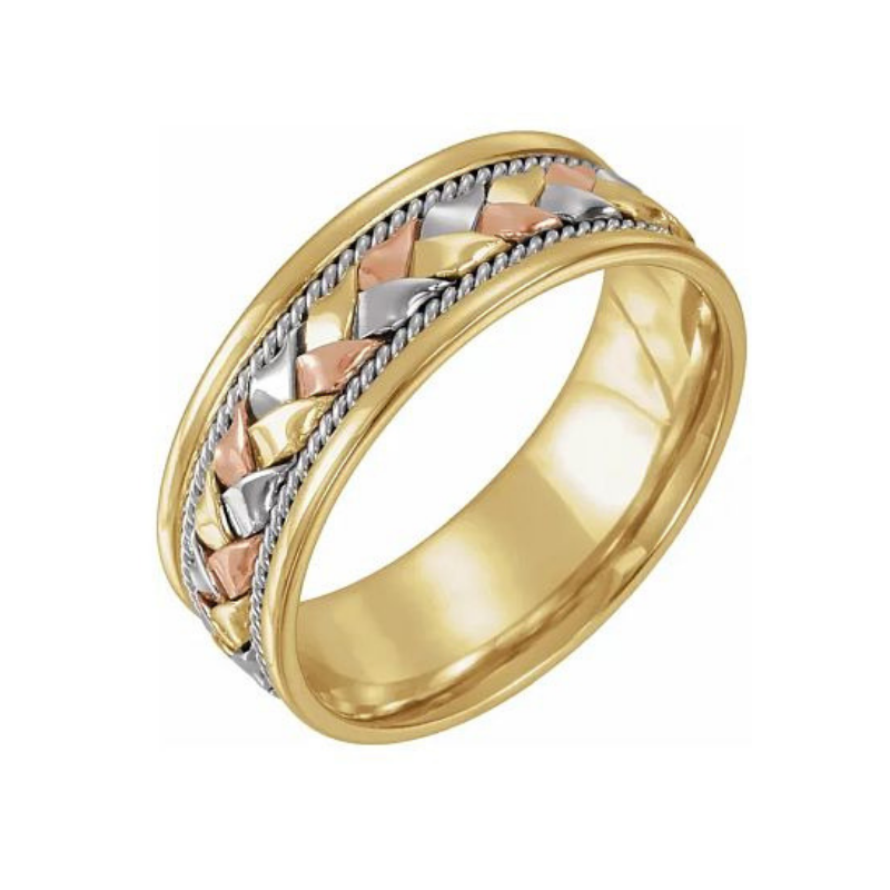 Обручальное кольцо из золота трех цветов 585-й пробы(ширина 8.0 мм)