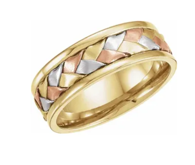 14K Tri-Color 7.75 mm Woven Band