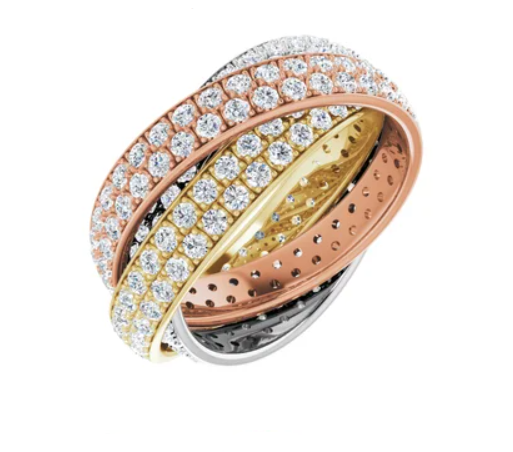 Обручальное кольцо из золота трех цветов 585-й пробы(Размер 17.3 мм.)