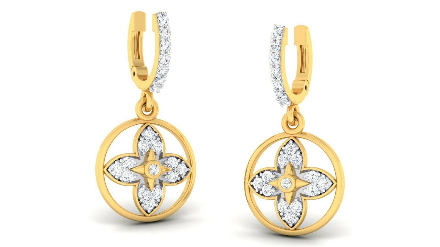 3D CAD jewelry model diamond earrings and pendant