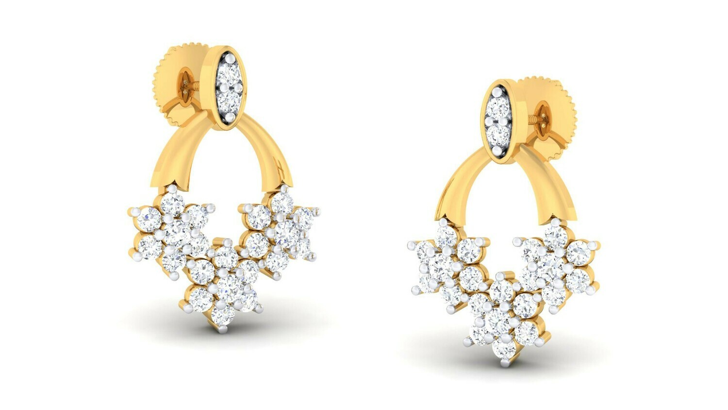 3D CAD jewelry model diamond earrings and pendant