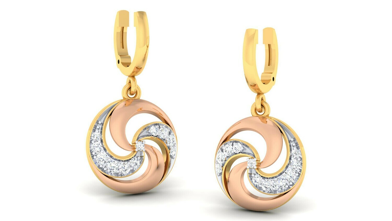 3D CAD jewelry model diamond earrings and pendant