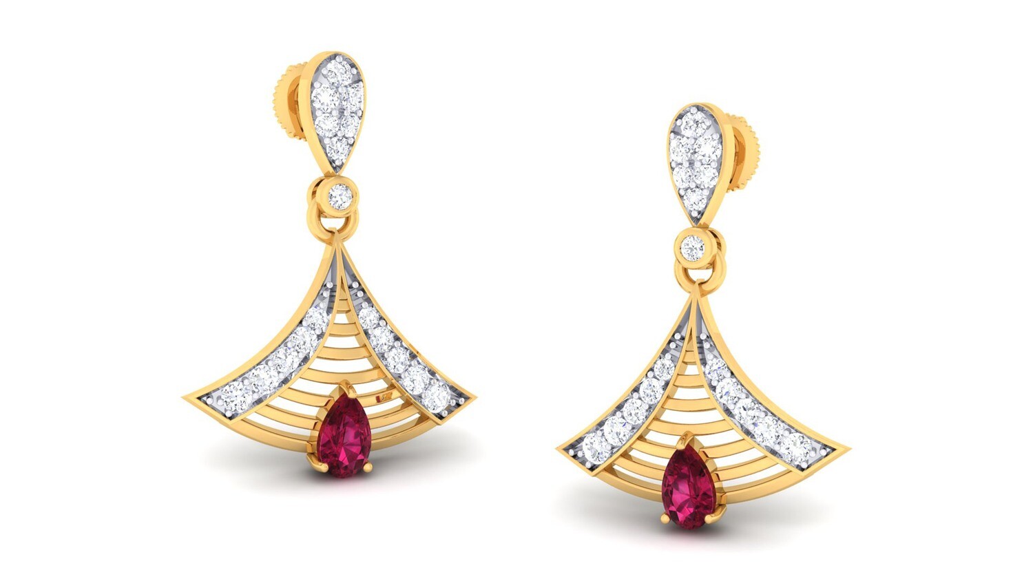 3D CAD jewelry model diamond earrings and pendant