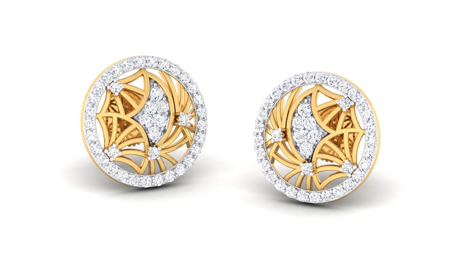 3D CAD jewelry model diamond earrings and pendant