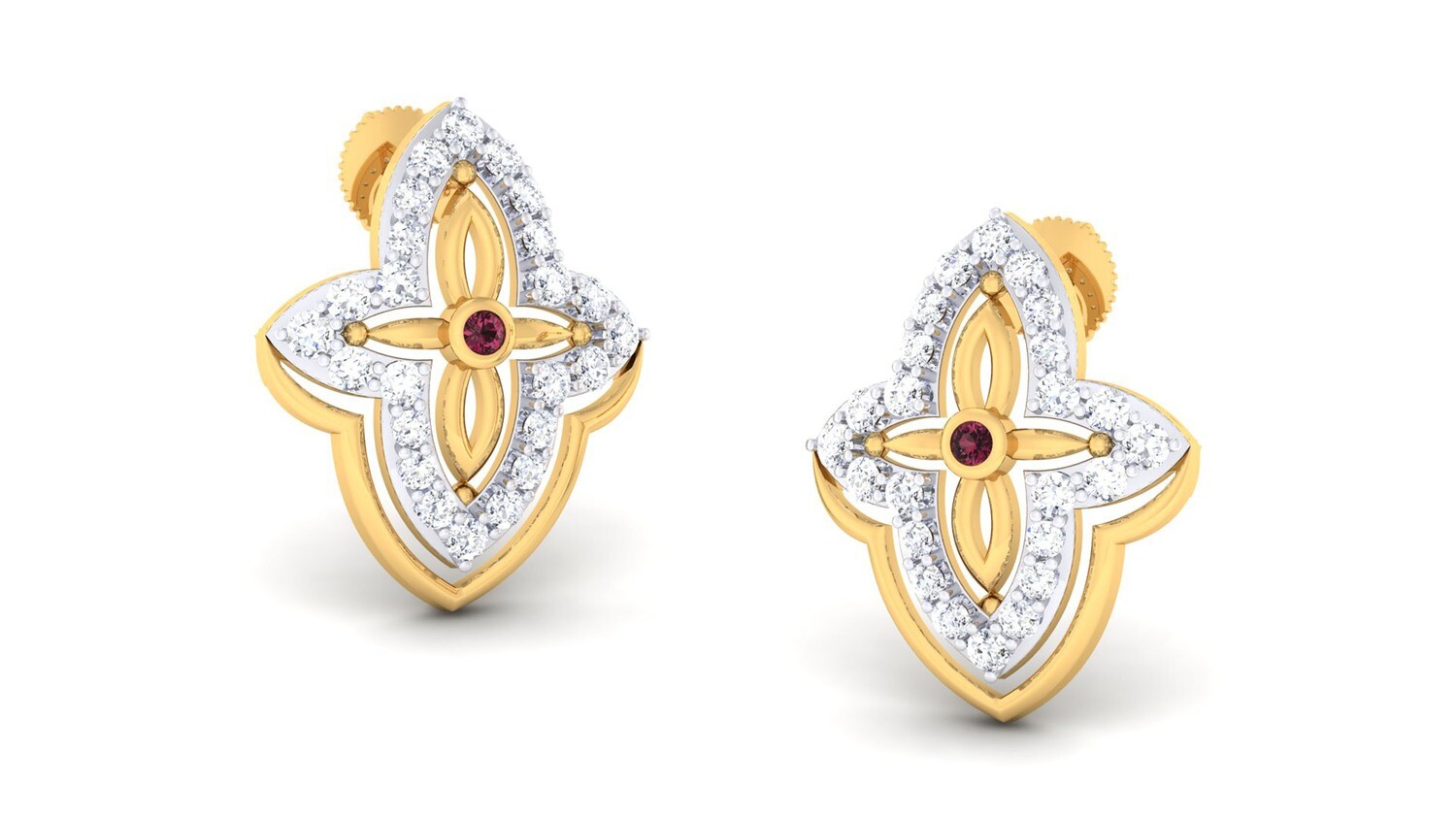 3D CAD jewelry model diamond earrings and pendant