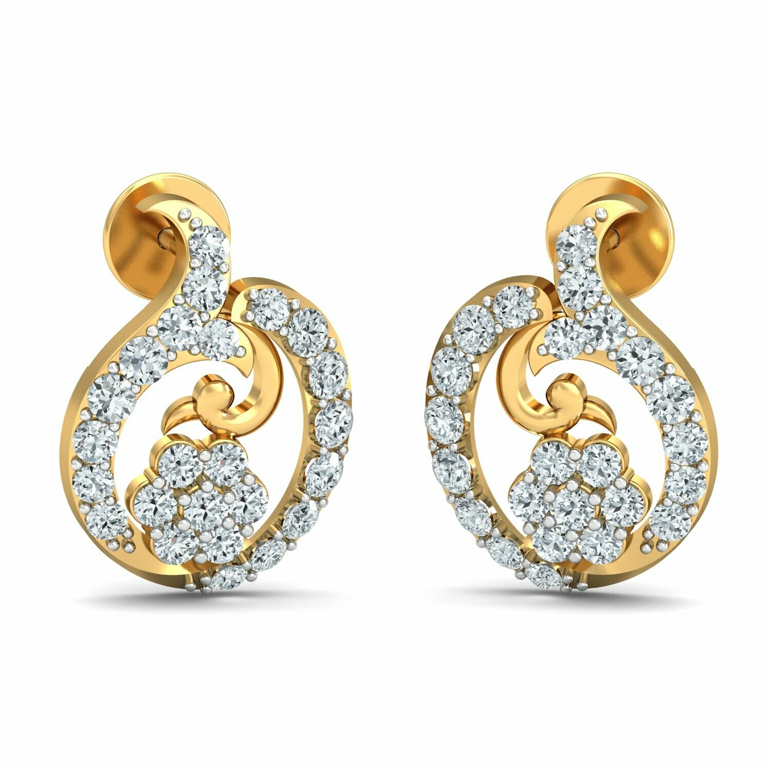 3D CAD jewelry model diamond earrings and pendant