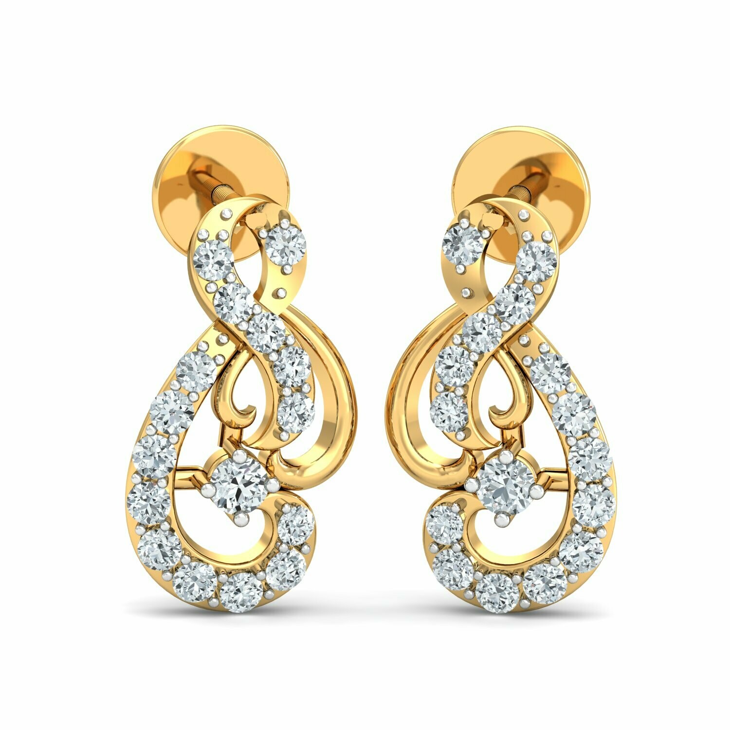 3D CAD jewelry model diamond earrings and pendant