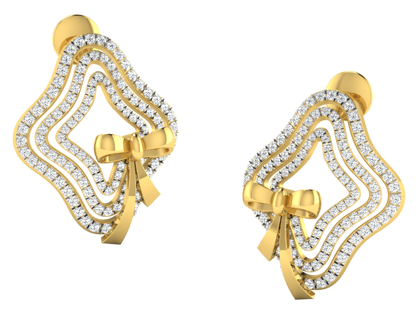 3D CAD jewelry model diamond earrings and pendant