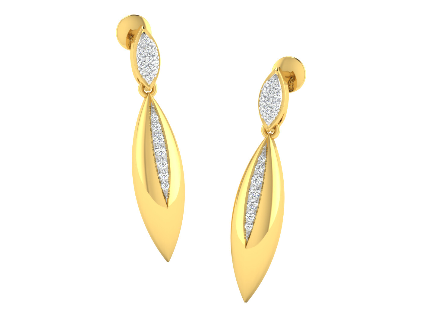 3D CAD jewelry model diamond earrings and pendant