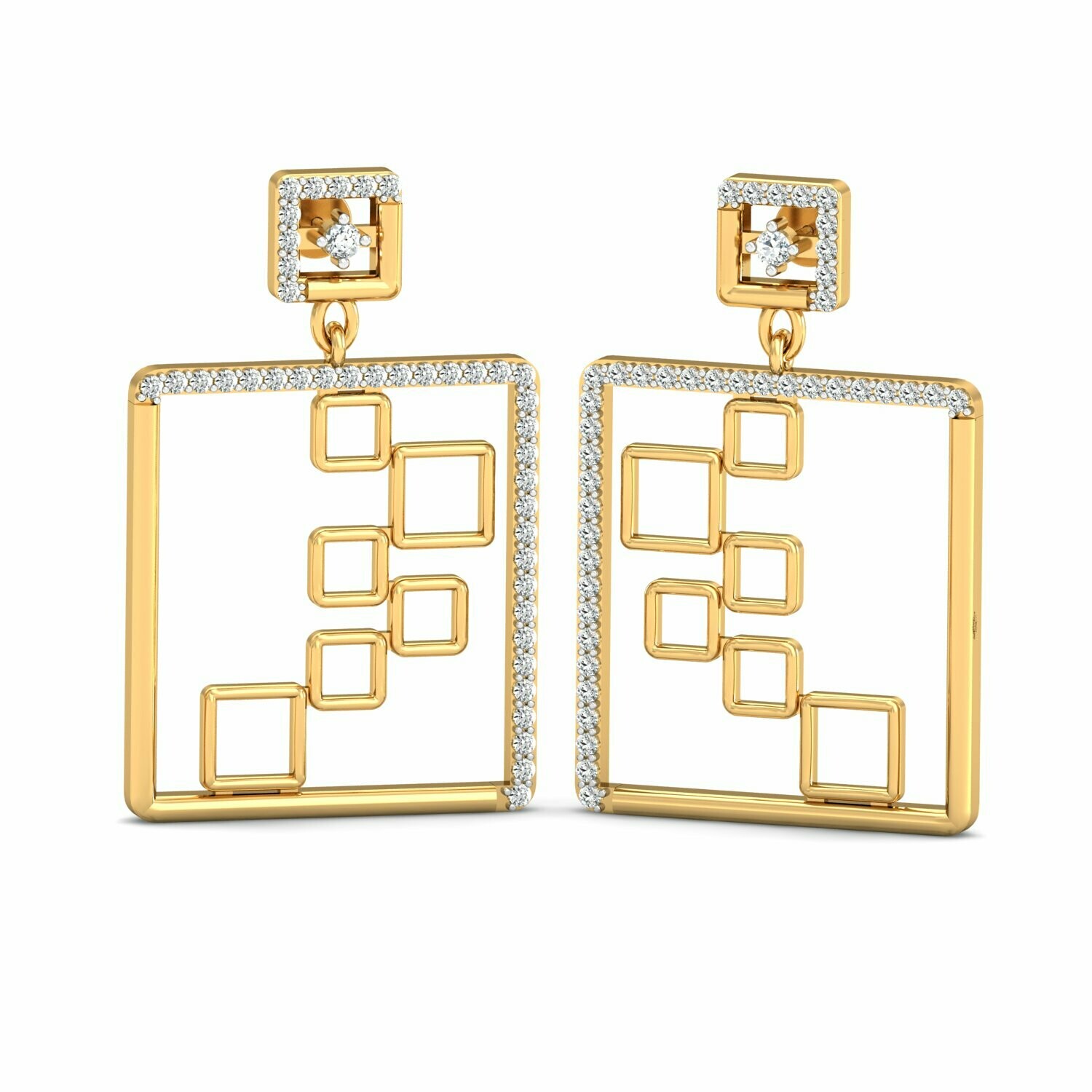 3D CAD jewelry model diamond earrings and pendant