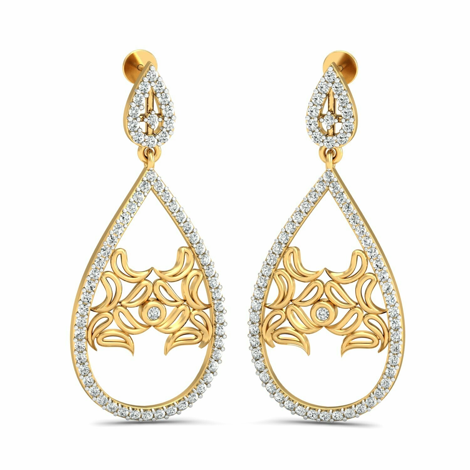 3D CAD jewelry model diamond earrings and pendant