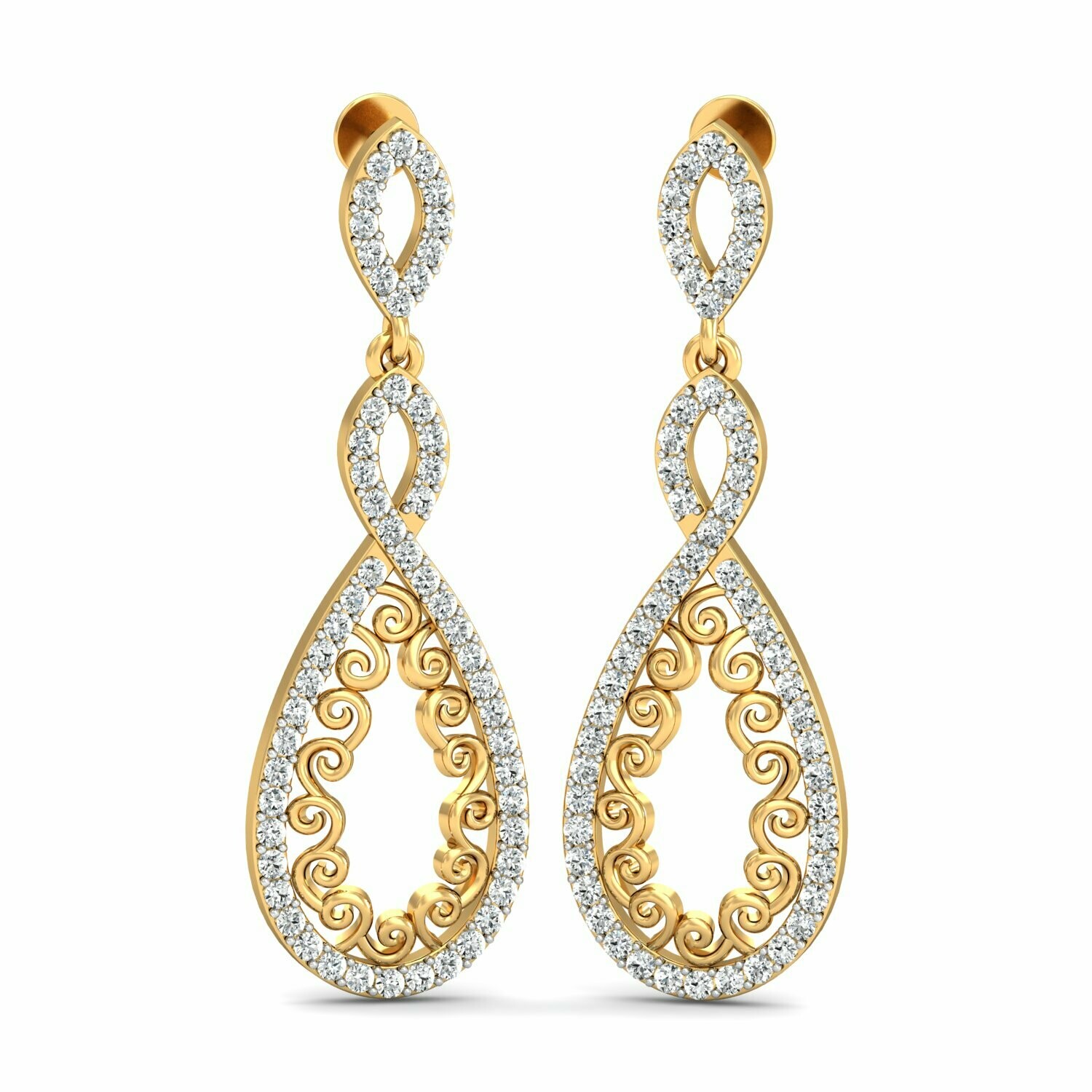 3D CAD jewelry model diamond earrings and pendant