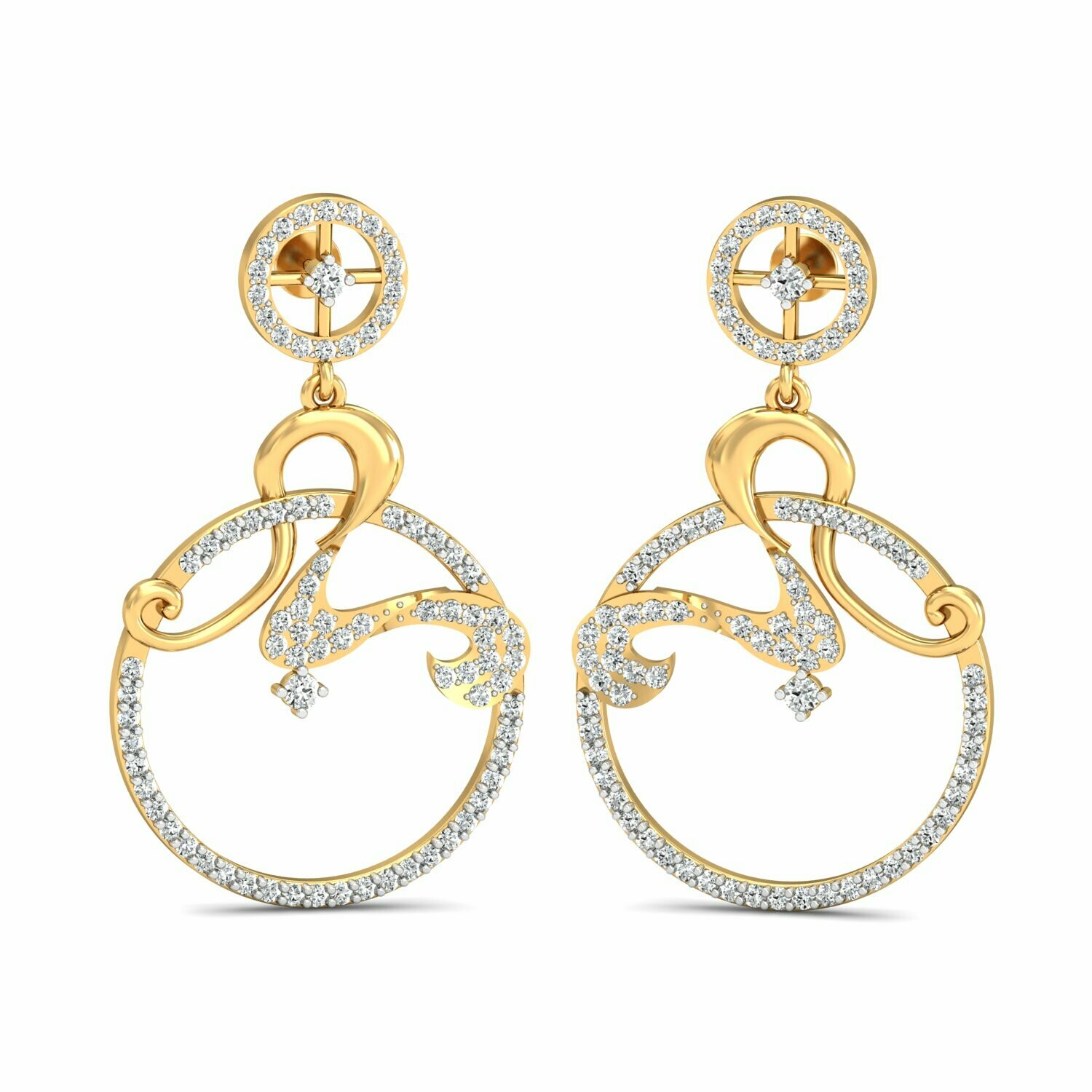 3D CAD jewelry model diamond earrings and pendant