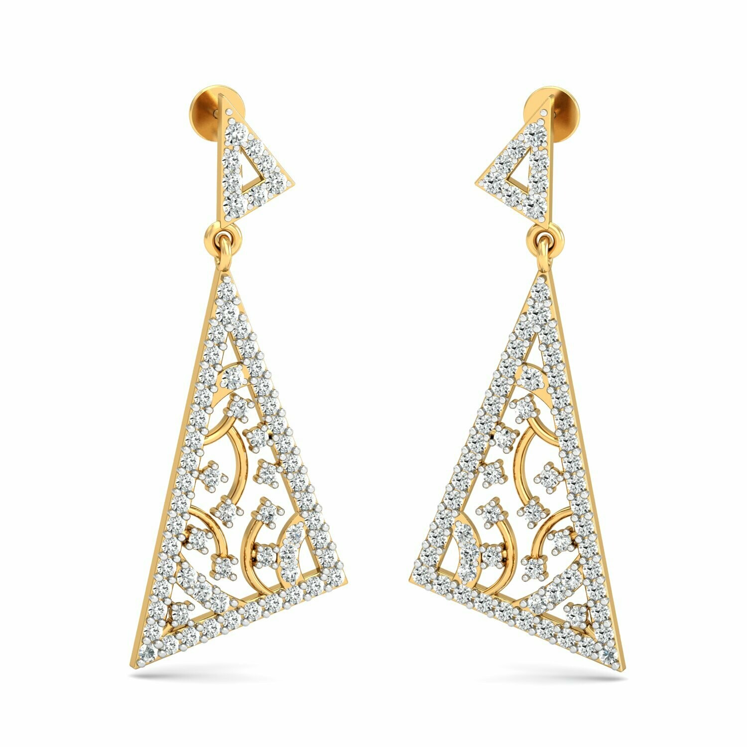 3D CAD jewelry model diamond earrings and pendant